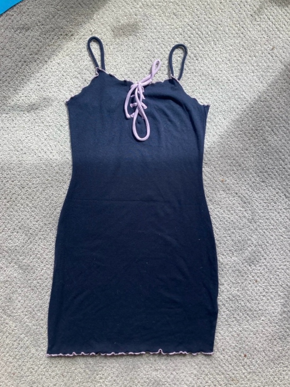 Urban Outfitters Navy Slip Dress with Lavender Trim Size Medium Soft